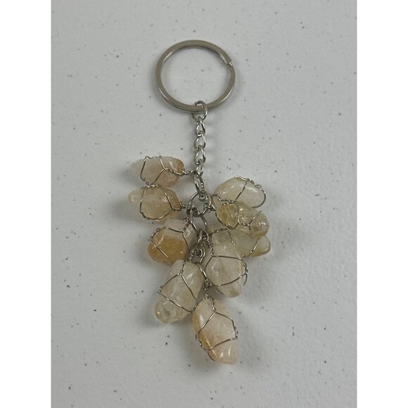 Raw Citrine Crystal Keychain With Wire Wrap Design For Healing & Positive Energy - Picture 2 of 3